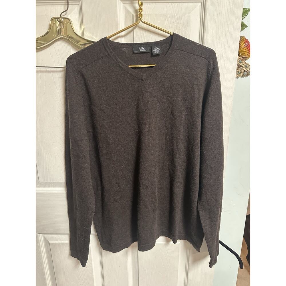 Mossimo Men's Italian 100% Merino Wool Pullover Sweater Large Dark Brown 46w